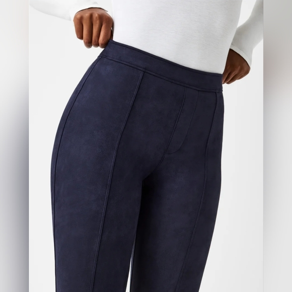 NWT Spanx Faux Suede Flare Pants in Navy - Picture 5 of 9